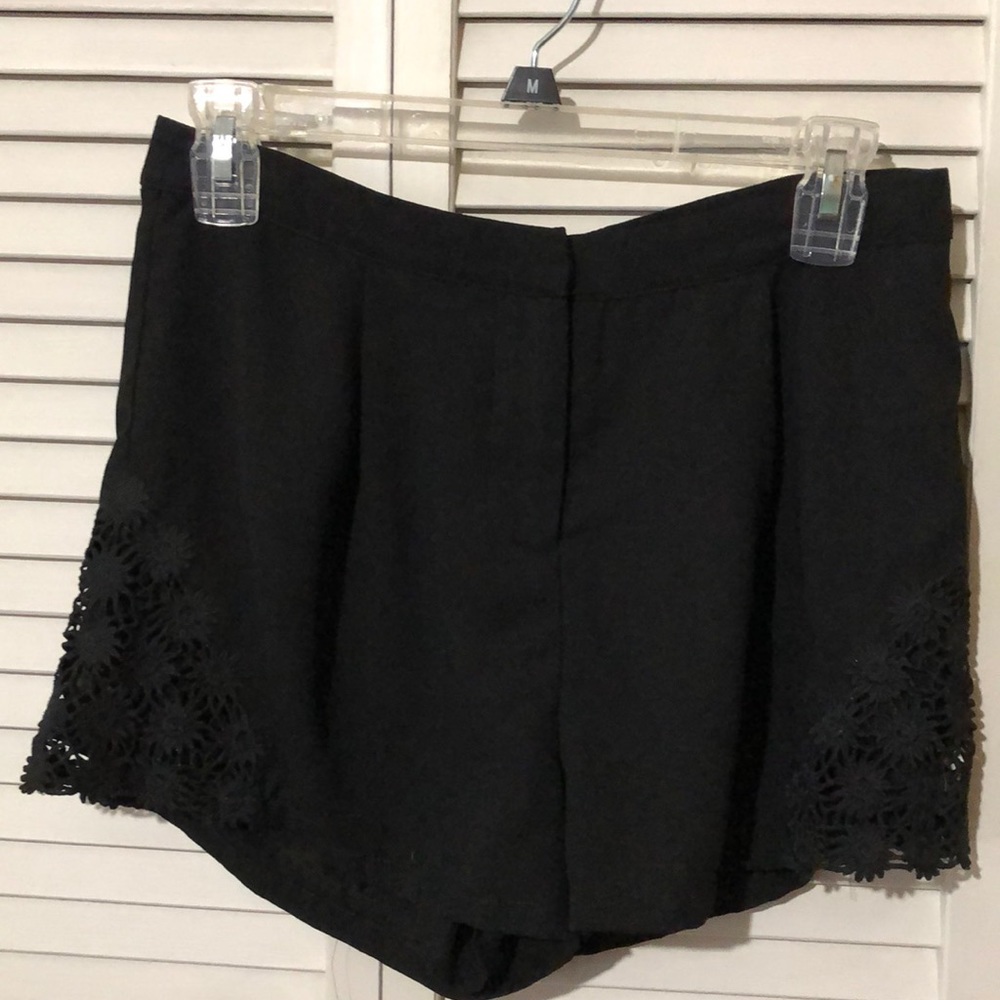 Black dress shorts with lace